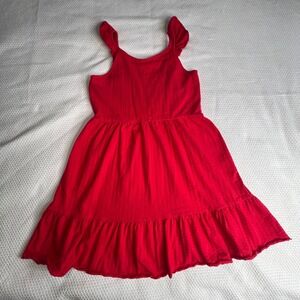 Zunie Red Textured Ruffle Wide Sleeve Tiered Dress Girls Size Large 14/16 Flowy